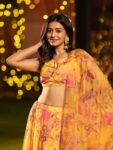 Mustard Printed Heavy Airtex Chinon Lehenga Set