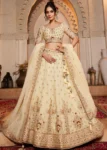 Cream Color Tissue Fabric Sequinse embroidery Semi-Stitched Lehenga choli & Dupatta