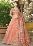 Orange Pure Viscose Semi-Stitched Lehenga Choli Set with Gota Work.