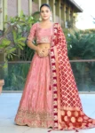 Pink Pure Viscose Semi-Stitched Lehenga Choli Set with Gota & Coding Work
